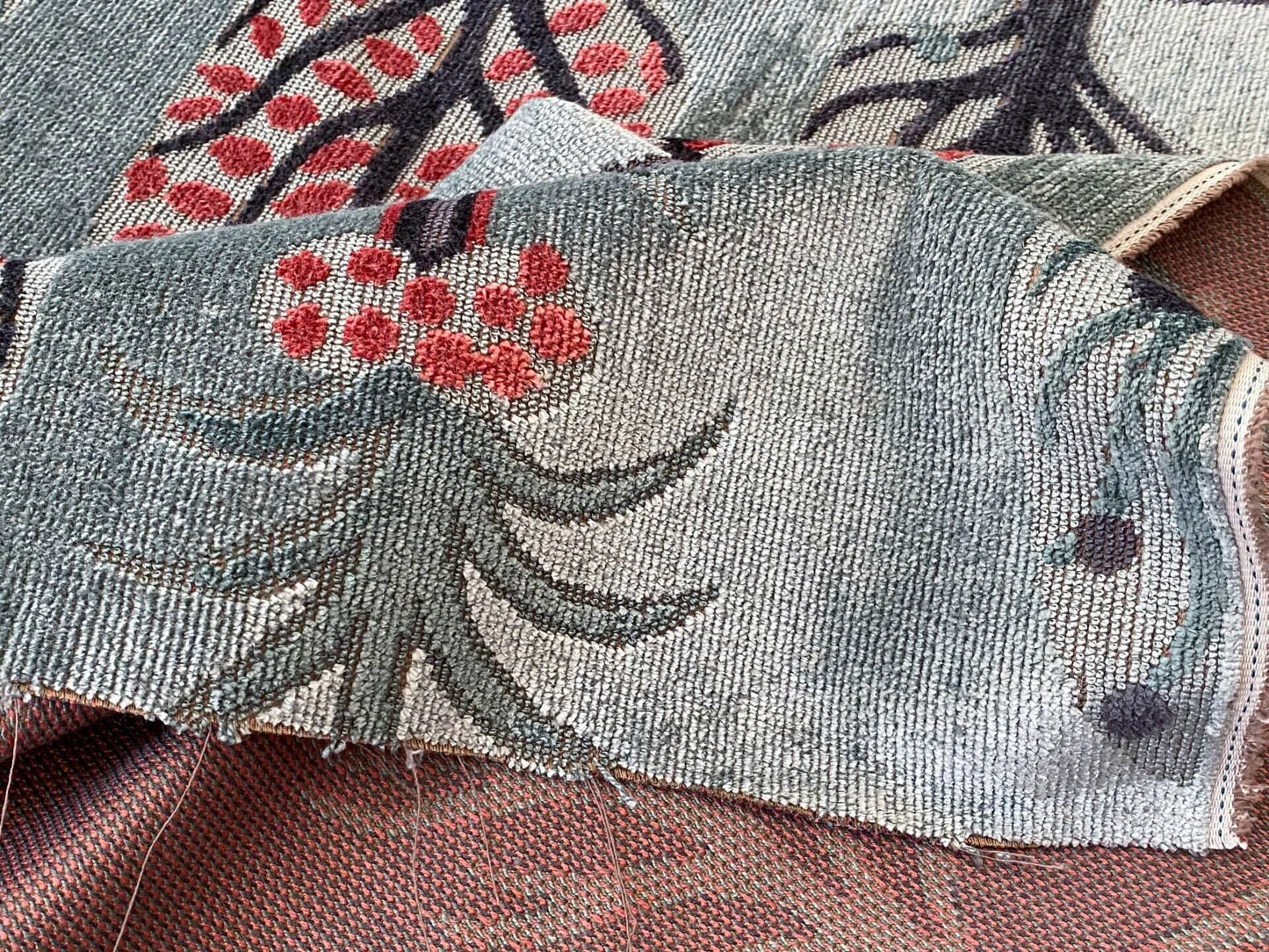 Designer Cut Velvet Le Foret Tree Fairy Tale Teal Blue Hot Pink Silky