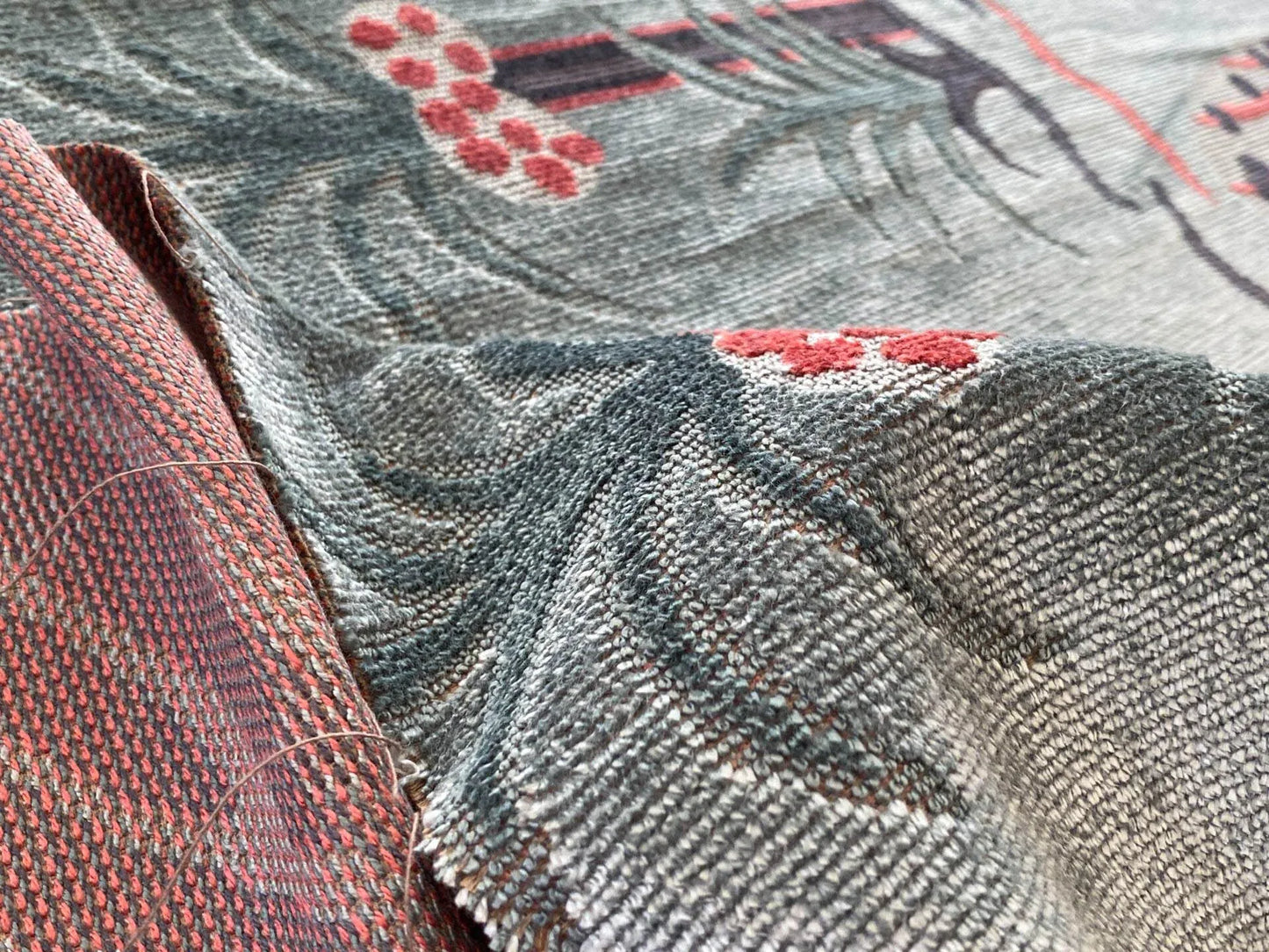 Designer Cut Velvet Le Foret Tree Fairy Tale Teal Blue Hot Pink Silky