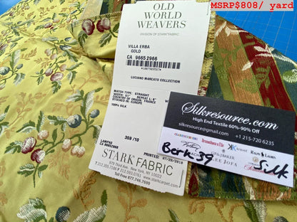 5 Berkbox39 Scalamandre Old World Weavers Silk Villa Erba Yellow Gold MSRP USD 808/Y