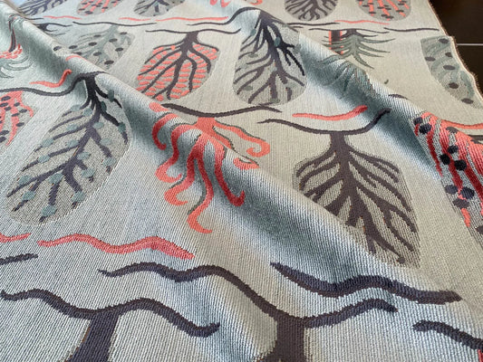 Designer Cut Velvet Le Foret Tree Fairy Tale Teal Blue Hot Pink Silky