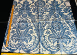 4 Berkbox107 1.2yards Scalamandre Luciana Damask Linen Print Denim Print Blue White MSRP USD 346/y