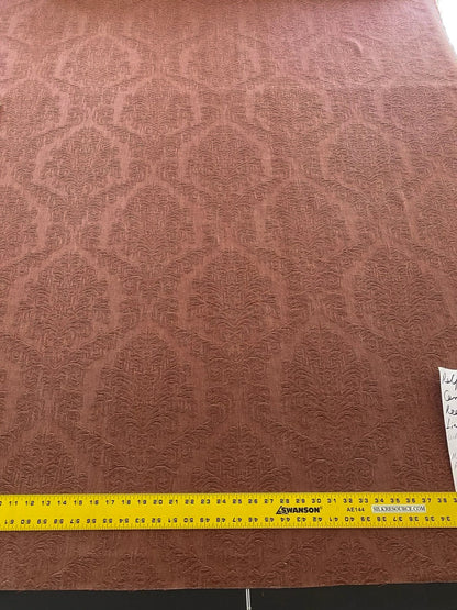 By Yard Ralph Lauren Carmine Red Raspberry Stoned Washed Linen Damask in Renaissance Medallion