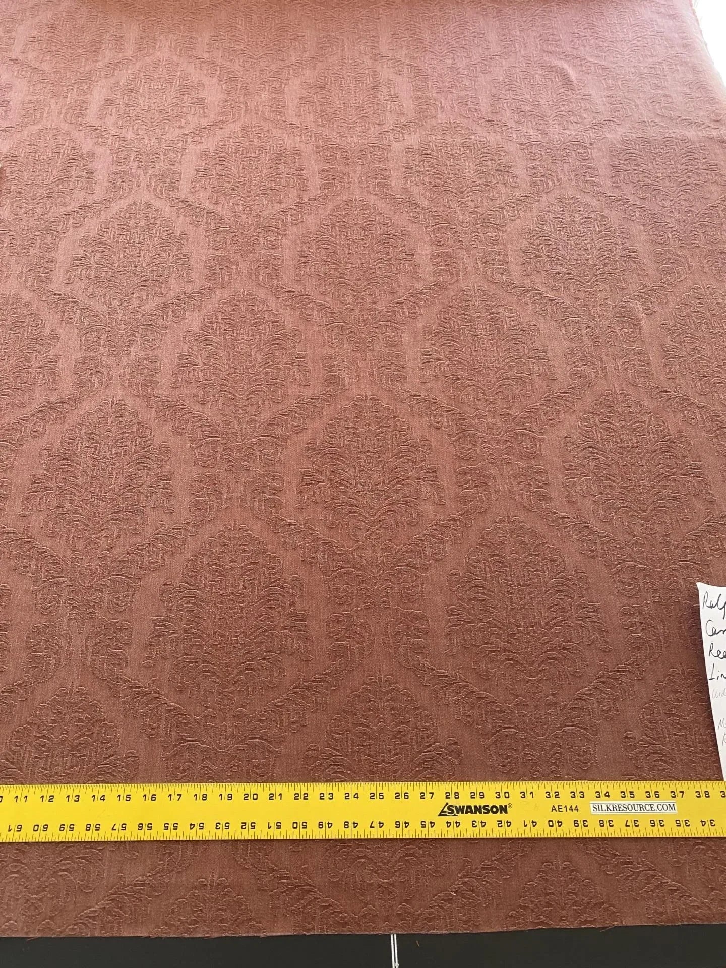 Ralph Lauren Carmine Red Raspberry Stoned Washed Linen Damask in Renaissance Medallion