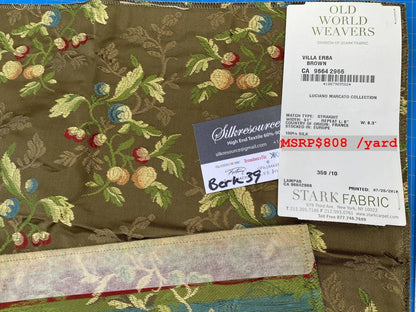 6 Berkbox39 Scalamandre Old World Weavers Silk Villa Erba Brown MSRP USD 808/Yard