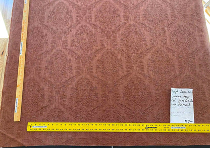 By Yard Ralph Lauren Carmine Red Raspberry Stoned Washed Linen Damask in Renaissance Medallion