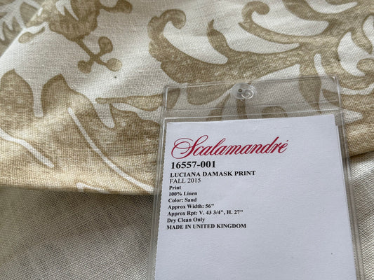 3 Berkbox107 1.4yards Scalamandre Luciana Damask Linen Print Sand Damask Print Beige MSRP USD 346