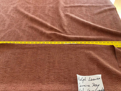 By Yard Ralph Lauren Carmine Red Raspberry Stoned Washed Linen Damask in Renaissance Medallion