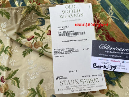 8 Berkbox39 Scalamandre Old World Weavers Silk Villa Erba Ivory Beige Green Red MSRP USD 808/Yard