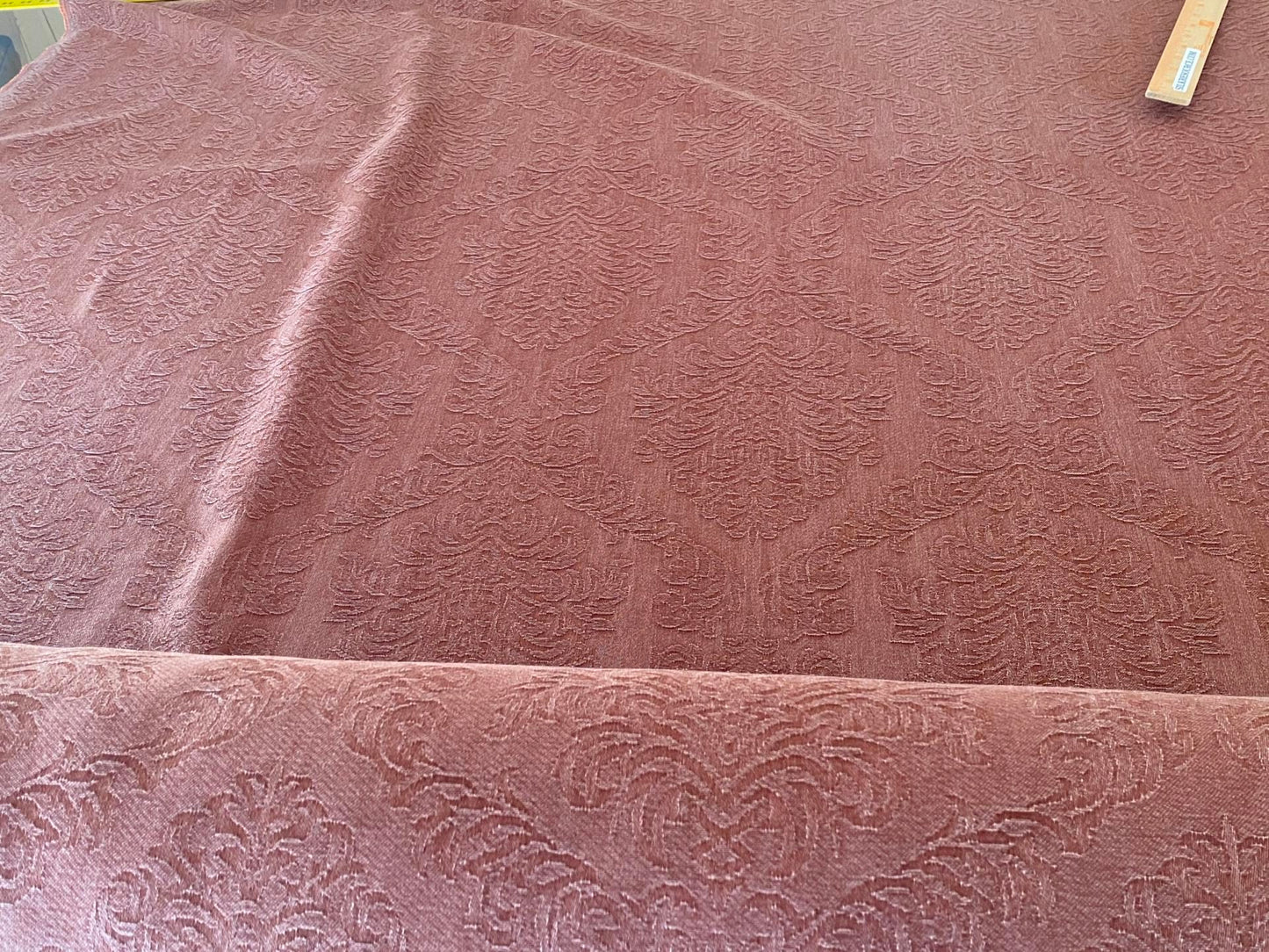 Ralph Lauren Carmine Red Raspberry Stoned Washed Linen Damask in Renaissance Medallion