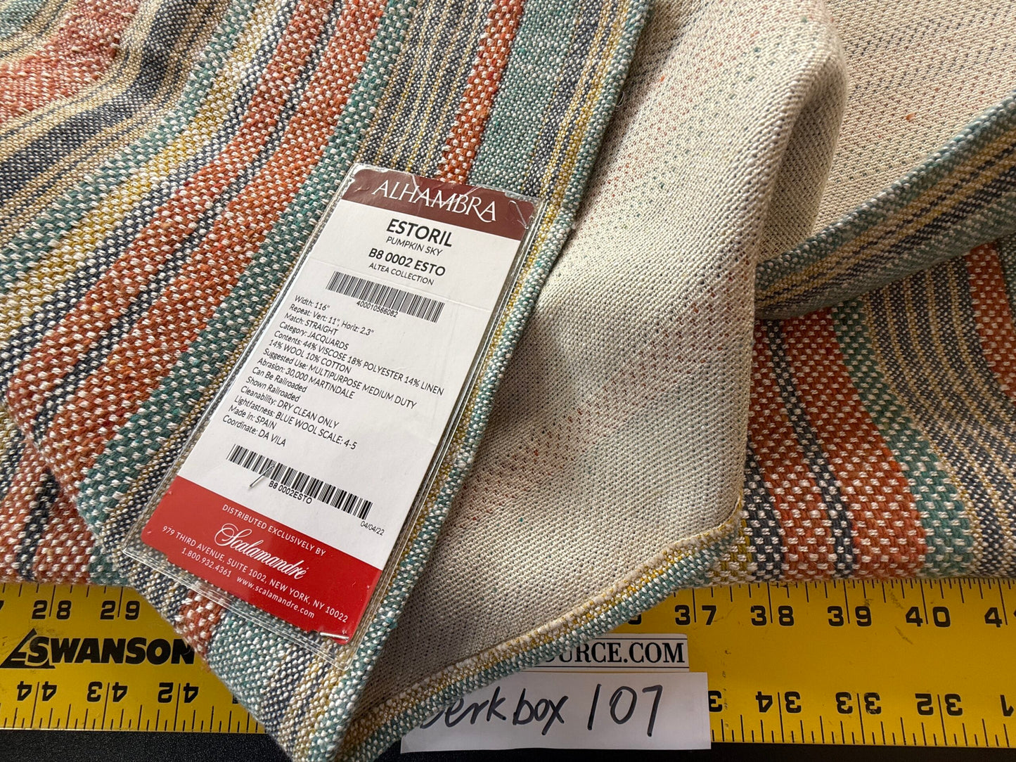 6 Berkbox107 2.4yards Scalamandre Alhambra Estoril Pumpkin Sky Stripe Jacquard