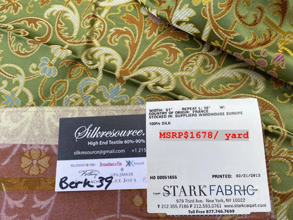 Tassinari and Chatel Scalamandre Cernuschi Pourpre Purple Silk Brocade MSRP USD 2128/Y