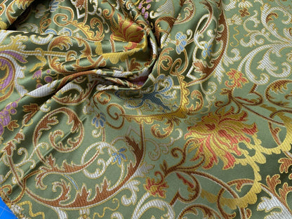 Tassinari &amp; Chatel Scalamandre Cernuschi Vert Green Silk Brocade MSRP USD 2128/Y