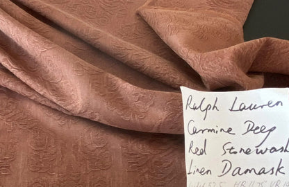Ralph Lauren Carmine Red Raspberry Stoned Washed Linen Damask in Renaissance Medallion