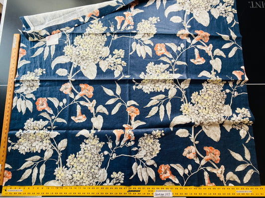 8 Berkbox107 1.2yards Scalamandre Grey Watkins Merrimon Navy Blue Linen Floral 100% Linen with Glazed finish MSRP 346/y