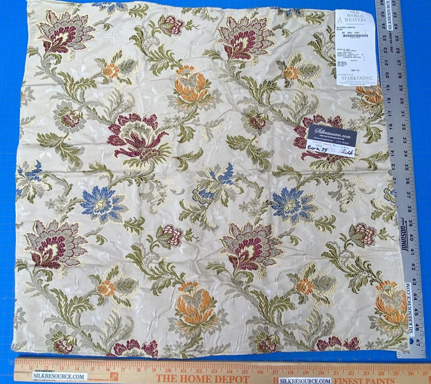 11b Berkbox39 Tassinari &amp; Chatel Scalamandre Allegra Beige Silk Metal Brocade MSRP USD 796/Yard