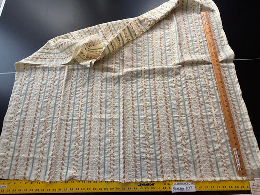 10 Berkbox107 1.25yards Scalamandre Senwick Stripe Caramel &amp; Aqua Linen Embroidery MSRP USD 398/Y