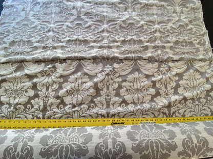 Stroheim &amp; Romann Renaissance Iris Damask  Artichoke Pomegranate  Cotton Polyester Silky Beige Grey