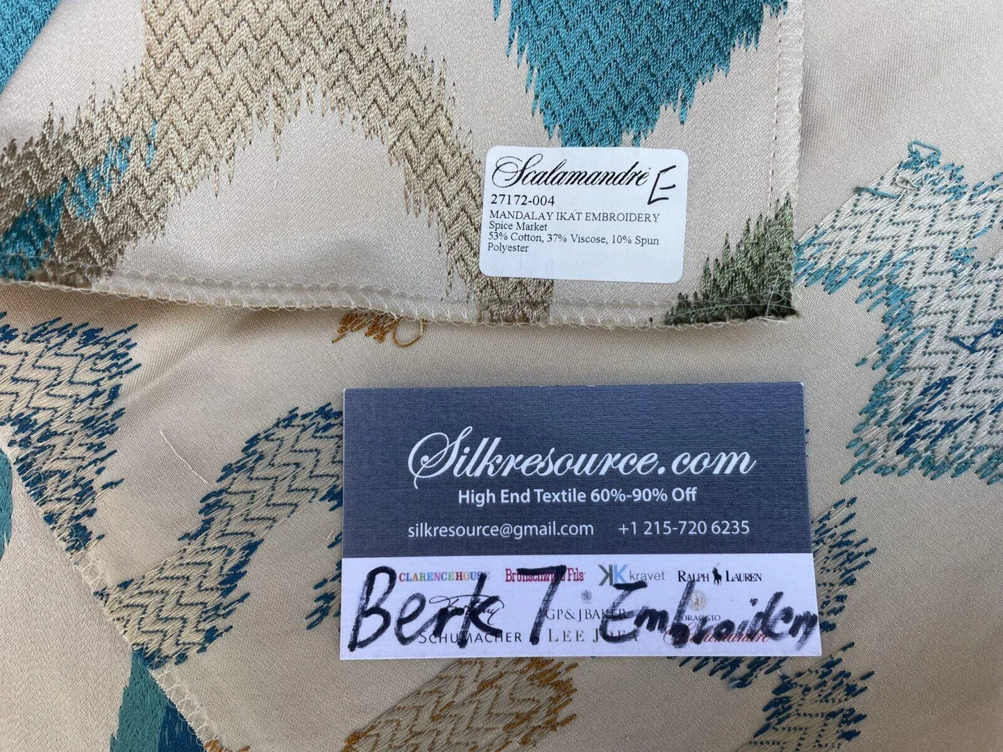 5e Berkbox7 Scalamandre Embroidery Mandalay Ikat Spice Market MSRP USD 414/Yard