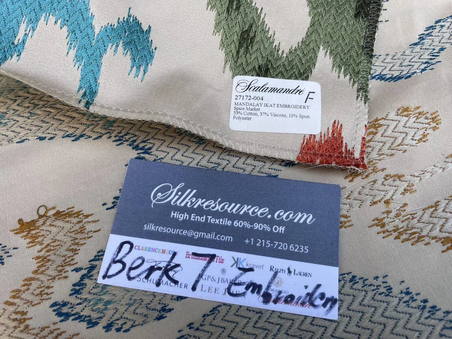 5f Berkbox7 Scalamandre Embroidery Mandalay Ikat Spice Market MSRP USD 414/Y