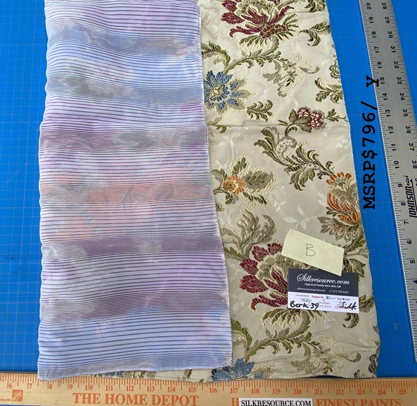 11b Berkbox39 Tassinari &amp; Chatel Scalamandre Allegra Beige Silk Metal Brocade MSRP USD 796/Yard