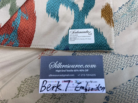 5g Berkbox7 Scalamandre Embroidery Mandalay Ikat Spice Market MSRP USD 414/Y