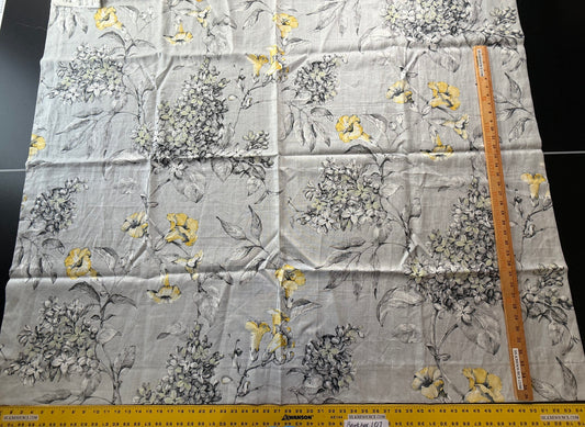 12 Berkbox107 1.2yards Scalamandre Merrimon Grey Linen Floral 100% Linen with Glazed finish MSRP 346/y