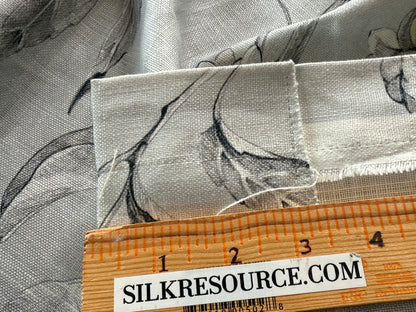 12 Berkbox107 1.2yards Scalamandre Merrimon Grey Linen Floral 100% Linen with Glazed finish MSRP 346/y