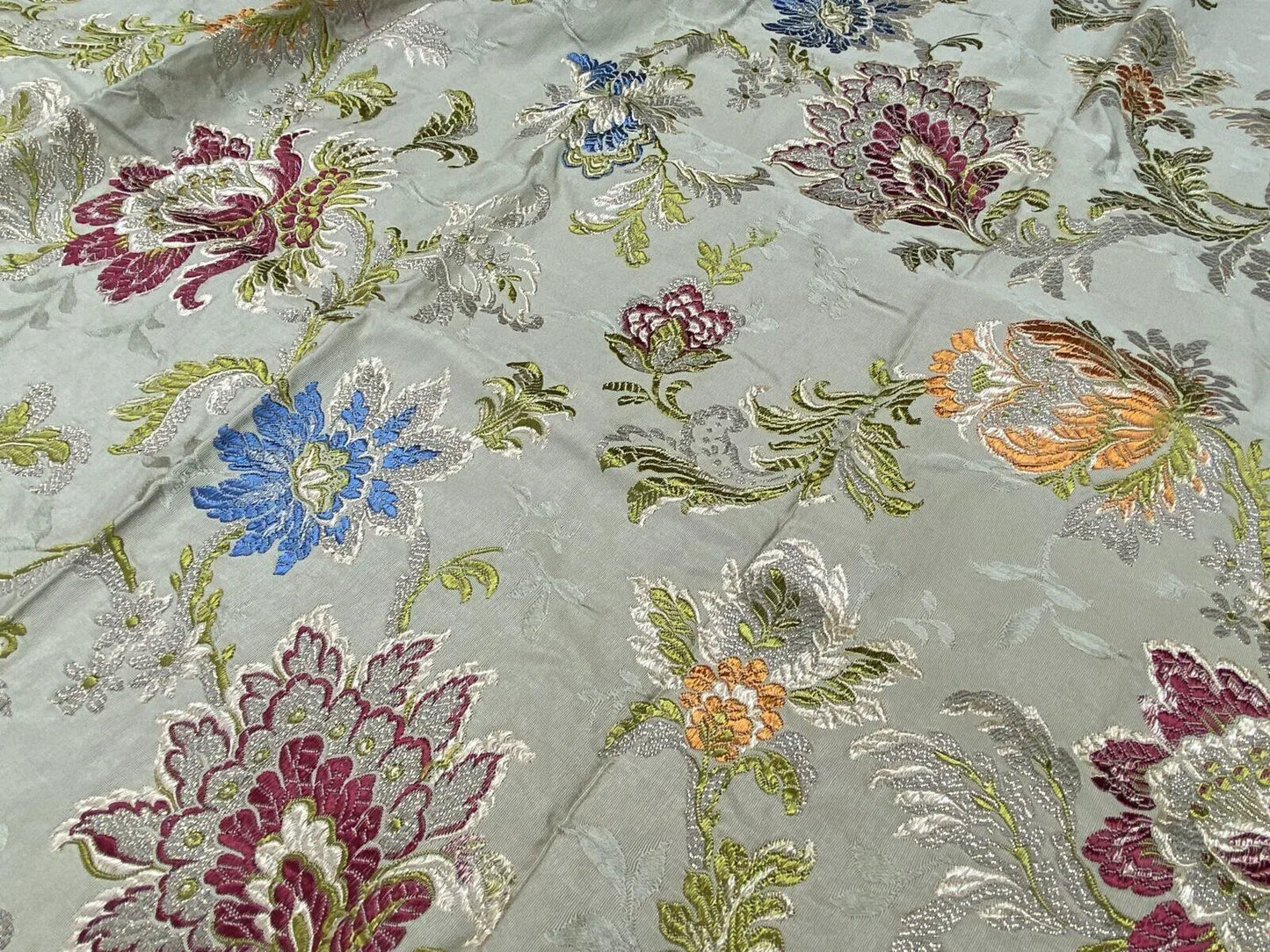 12c Berkbox39 Tassinari &amp; Chatel Scalamandre Allegra Lampas Green Silk Metal Brocade MSRP USD 796/Yard