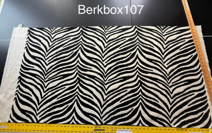 13 Berkbox107 27" x 59"w Square Scalamandre Black And White Zebra Animal Skin Embroidery