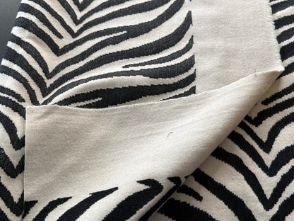 13 Berkbox107 27" x 59"w Square Scalamandre Black And White Zebra Animal Skin Embroidery