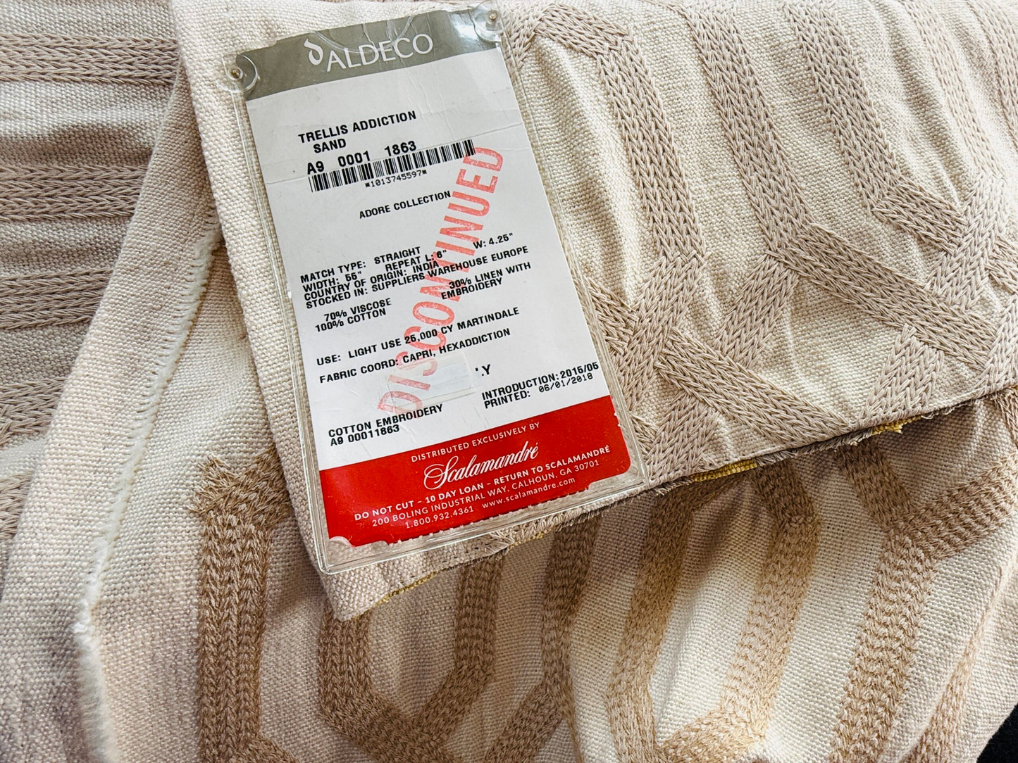 14 Berkbox107 1.4y Scalamandre Aldeco Trellis Addiction Sand Beige Embroidery Viscose Cotton