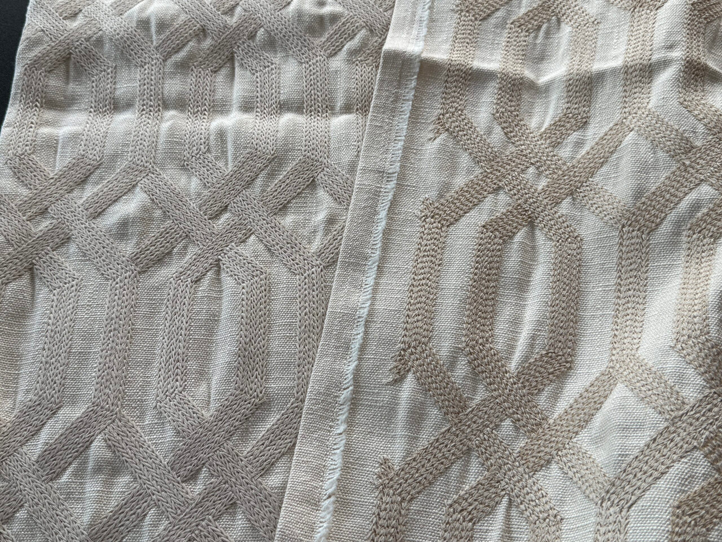 14 Berkbox107 1.4y Scalamandre Aldeco Trellis Addiction Sand Beige Embroidery Viscose Cotton