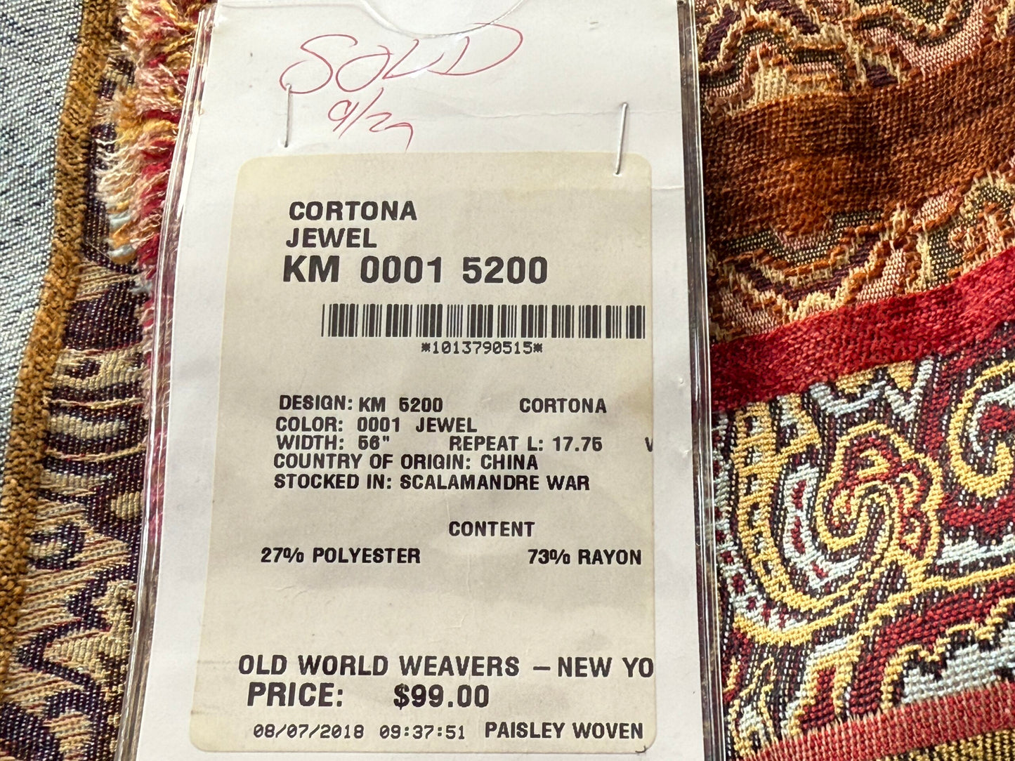 16 Berkbox107 2.4y Scalamandre Old World Weavers Cortona Jewel Stripe Red Rayon