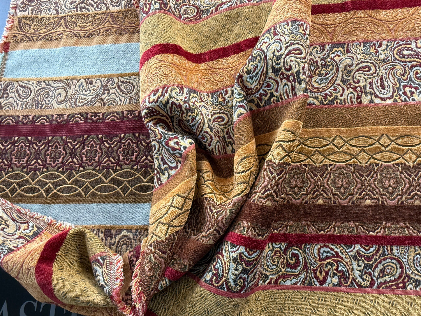 16 Berkbox107 2.4y Scalamandre Old World Weavers Cortona Jewel Stripe Red Rayon