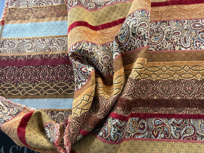 16 Berkbox107 2.4y Scalamandre Old World Weavers Cortona Jewel Stripe Red Rayon