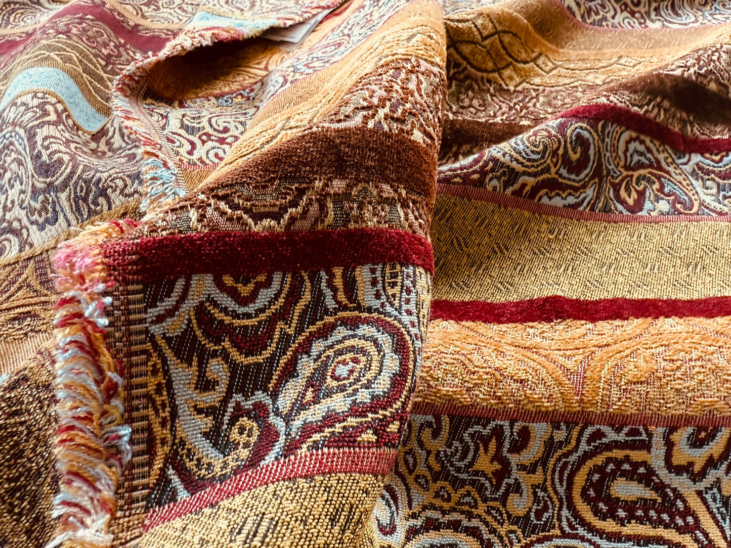 16 Berkbox107 2.4y Scalamandre Old World Weavers Cortona Jewel Stripe Red Rayon