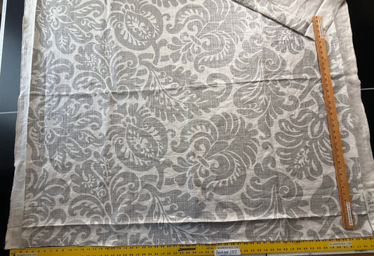 18 Berkbox107 1.4y Scalamandre Grey Watkins Pamlico Stone White Historic Botanical Foliage Linen MSRP USD656/y