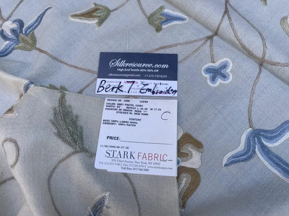 9c Berkbox7 Scalamandre Leena Pastel Ivory Wool Crewel Embroidery MSRP USD 380/Y