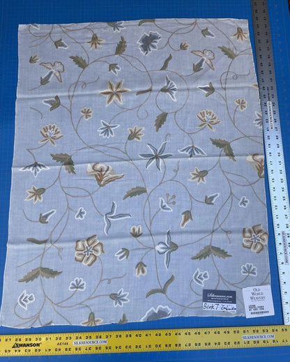 9e Berkbox7 Scalamandre Leen Pastel Ivory Wool Crewel Embroidery MSRP USD 380/Y