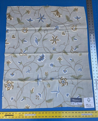 9i Berkbox7 Scalamandre Leen Pastel Ivory Wool Crewel Embroidery MSRP USD 380/Y