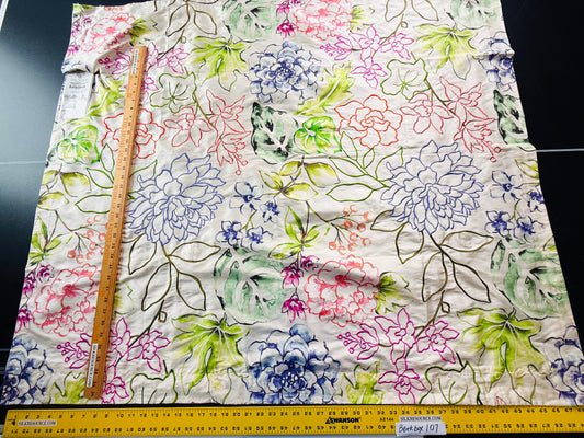 20 Berkbox107 1.2y Scalamandre Fantasy Garden Cream Rose Lavender Blue Pink Silk Print Embroidery MSRP USD 342/Y