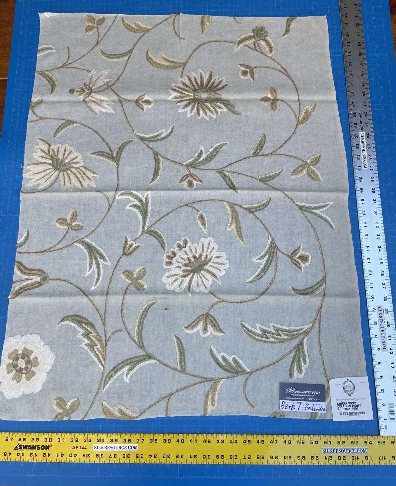 10c Berkbox7 Scalamandre Embroidery Cindia Wool Celadon Ivory