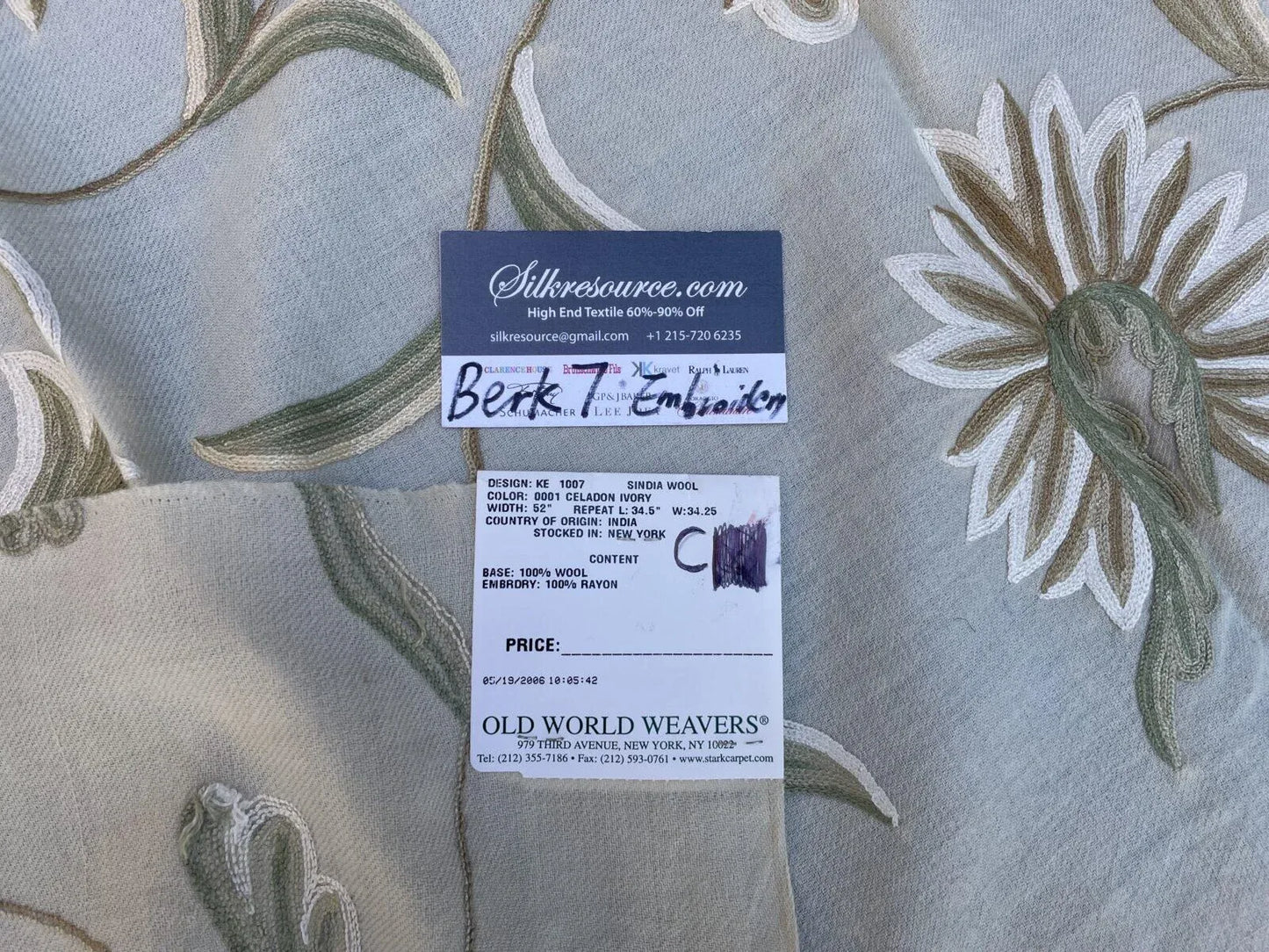 10c Berkbox7 Scalamandre Embroidery Cindia Wool Celadon Ivory