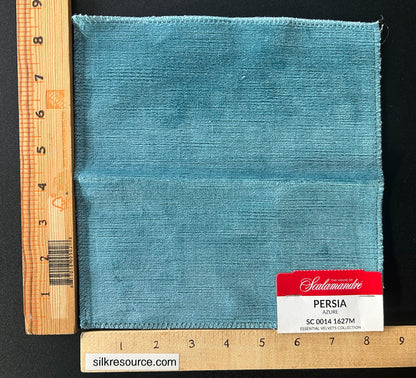 Scalamandre Persia Azure Velvet Solid Texture Cotton - Blue - Special Order