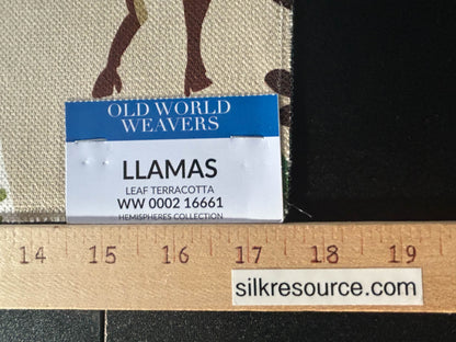 Scalamandre Llamas Leaf Terracotta Bird Animal Printed Fabric- Green -  Special Order