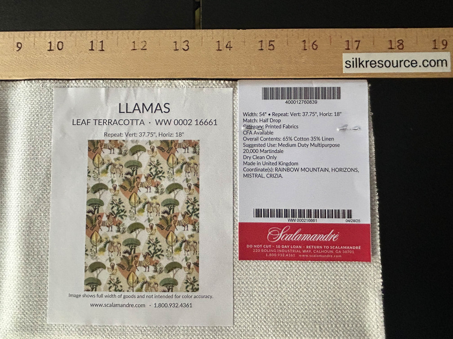 Scalamandre Llamas Leaf Terracotta Bird Animal Printed Fabric- Green -  Special Order