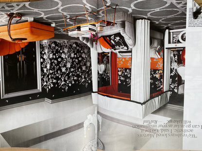 Maxwell Fabrics / Scalamandre "Bon Vivant" Silk Ottoman Paisley In Platinum Black White MSRP USD 319