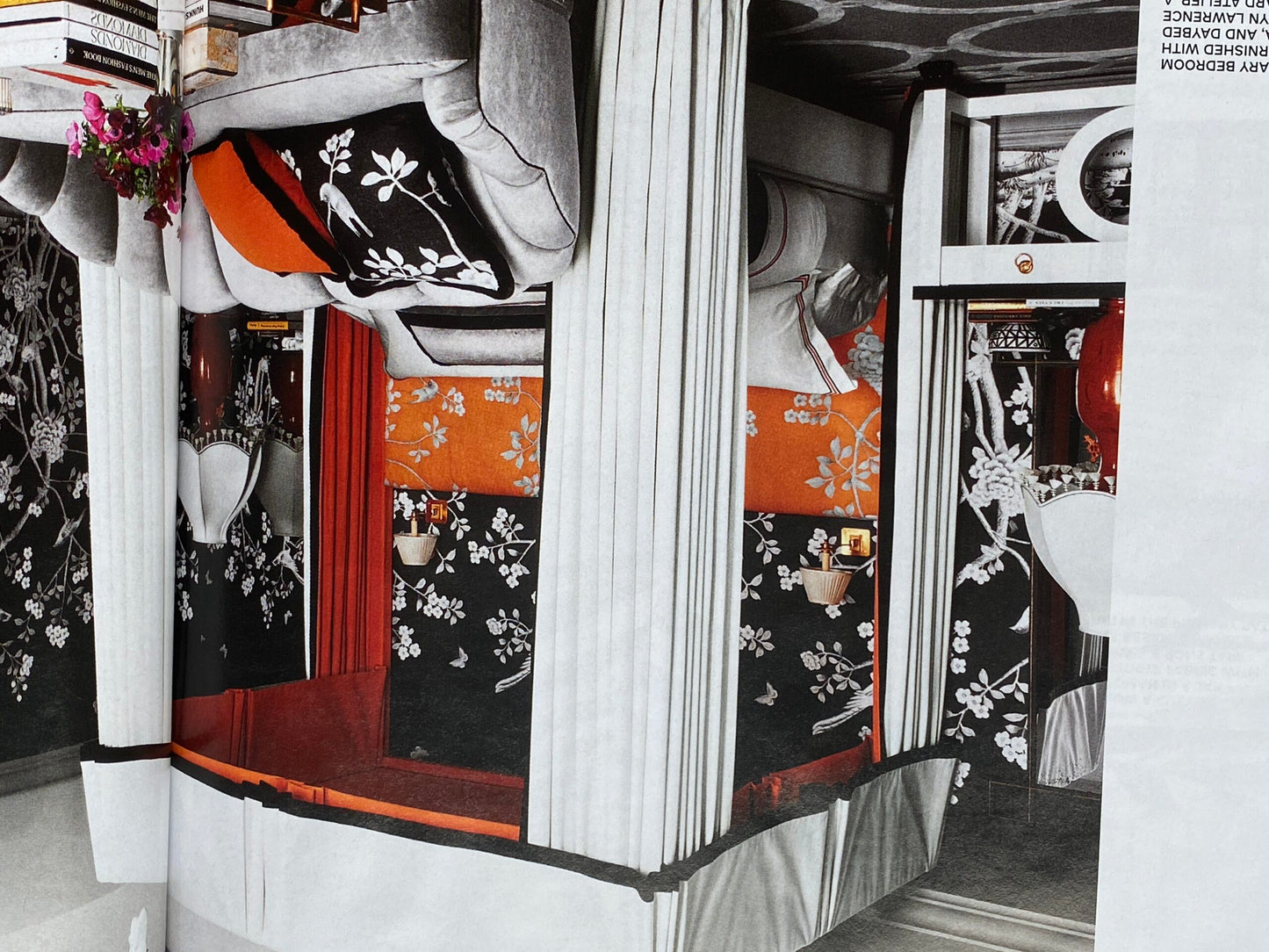 Maxwell Fabrics / Scalamandre "Bon Vivant" Silk Ottoman Paisley In Platinum Black White MSRP USD 319