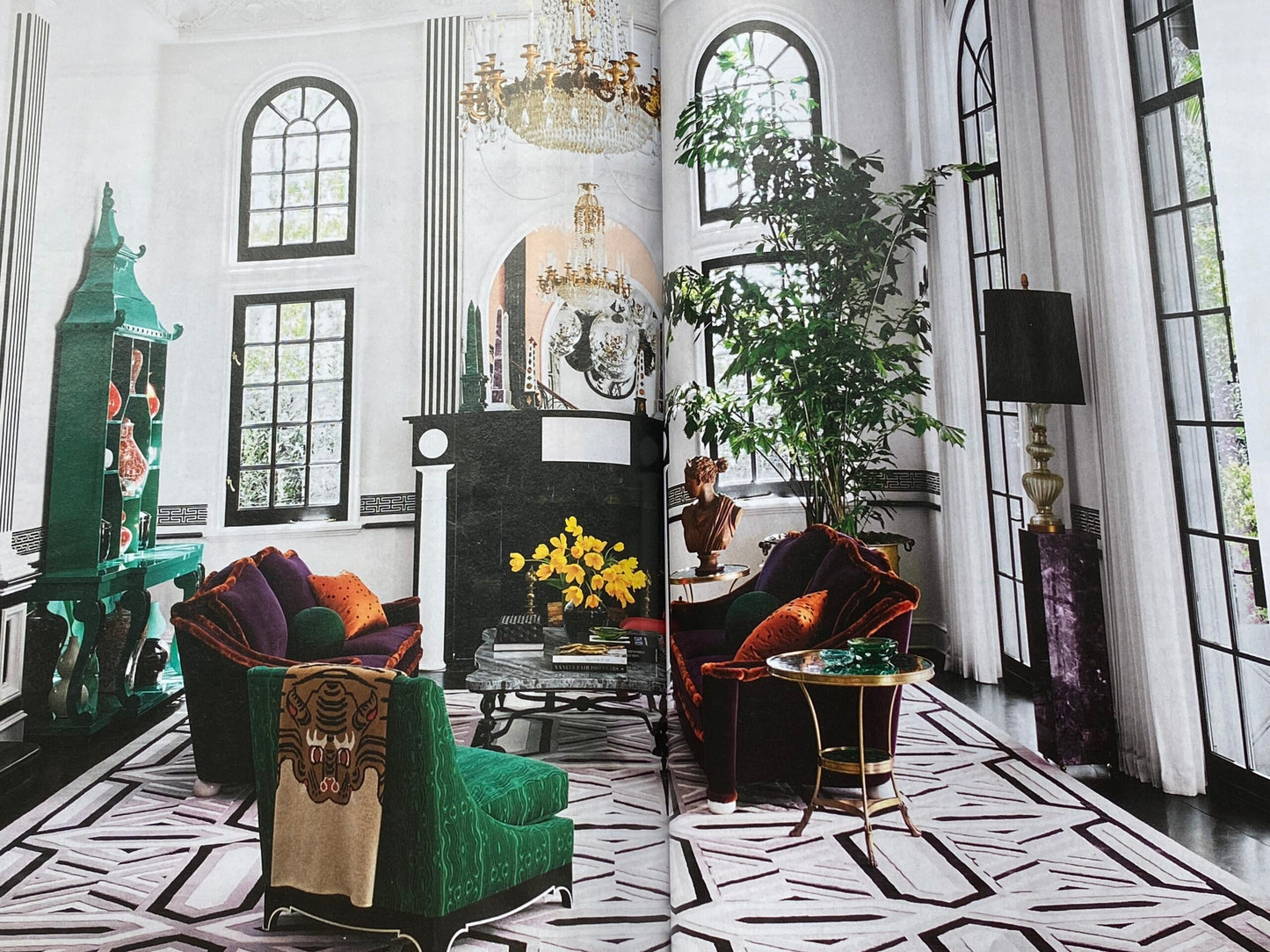 Maxwell Fabrics / Scalamandre "Bon Vivant" Silk Ottoman Paisley In Platinum Black White MSRP USD 319