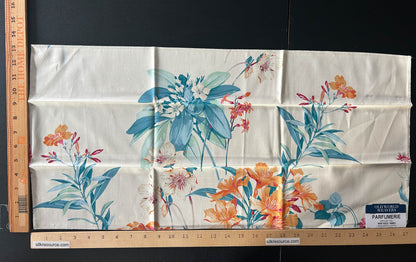 Scalamandre Parfumerie Orange Teal Floral Cotton Printed Fabric - Special Order